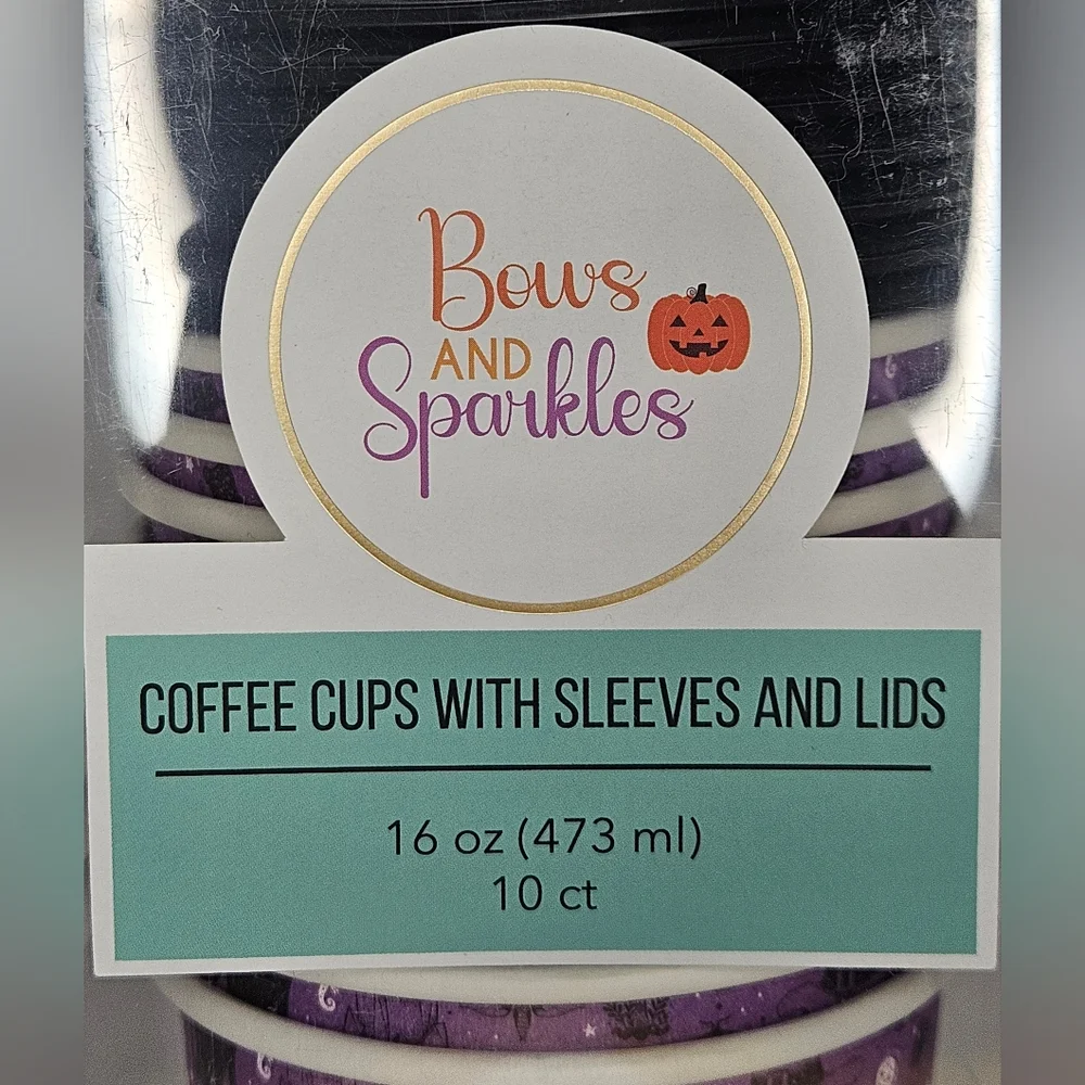Witchy Halloween Cups with Lids And Sleeves 10ct